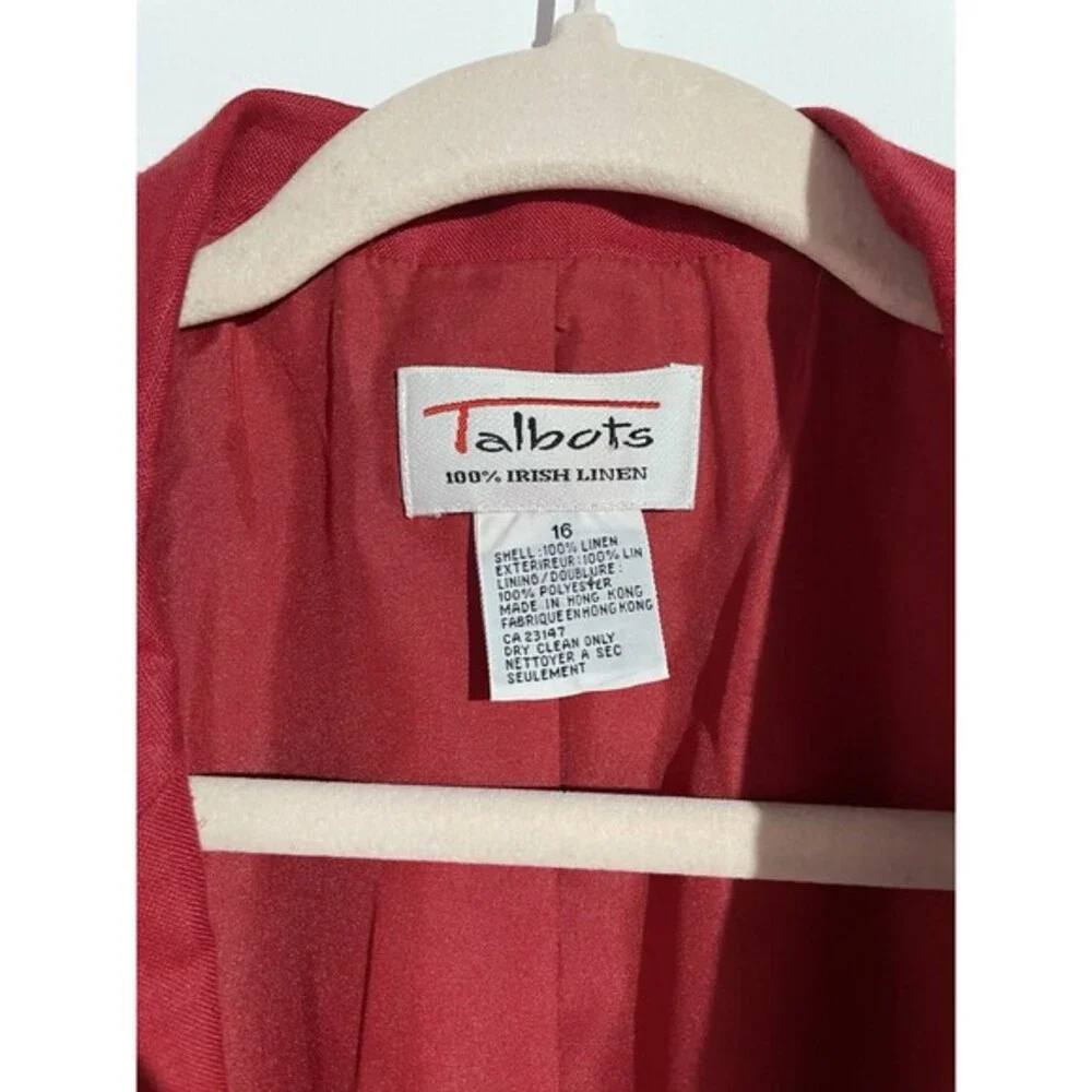 Talbots Blazer‎ 16 Red Linen Old Money Academia Office Classy Holidays